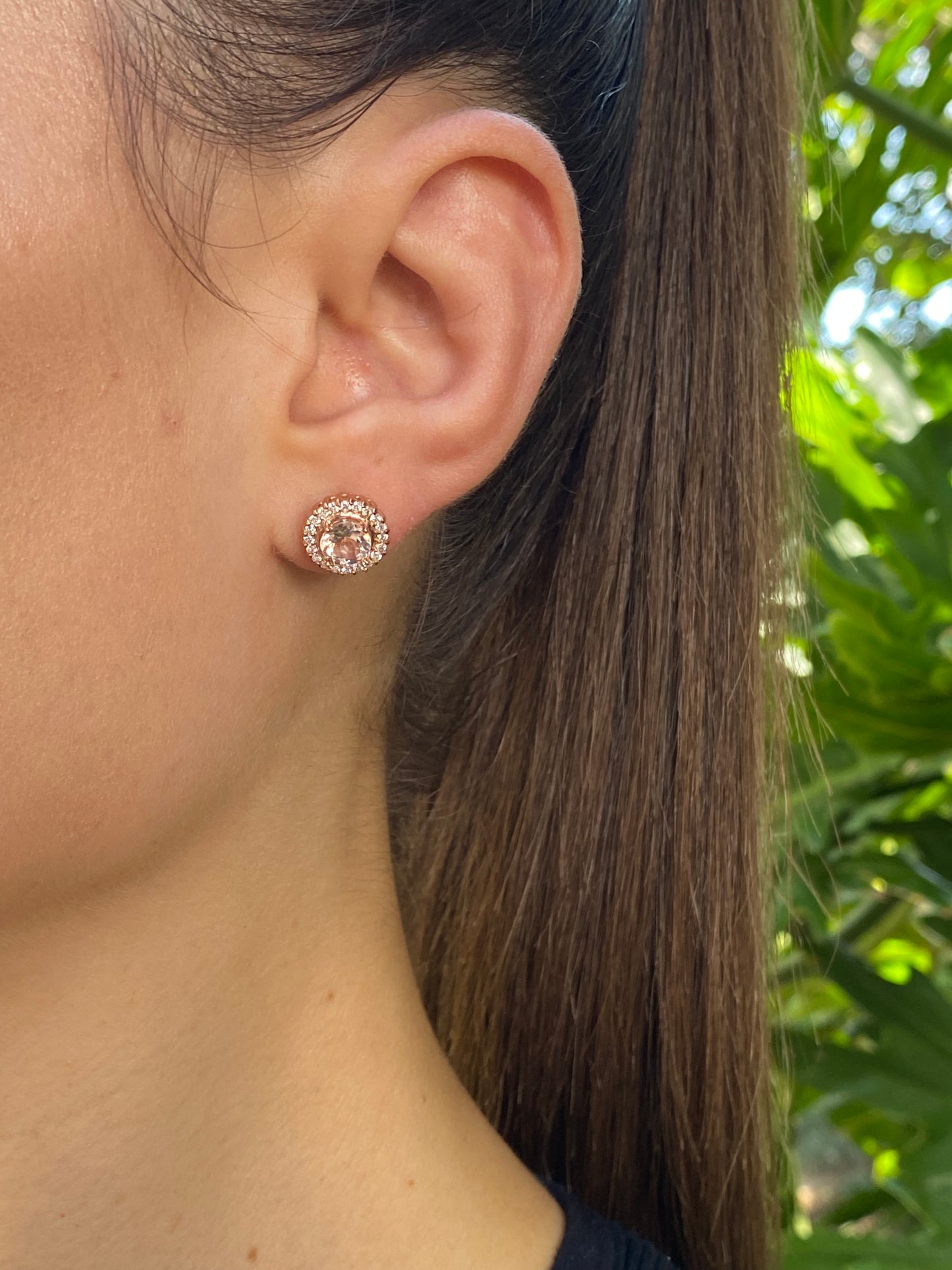 9K gold morganite and diamond earrings.