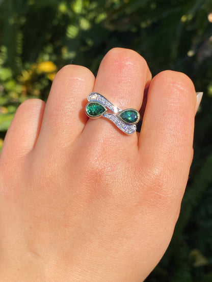 18K gold tourmaline and diamond ring by Uwe Koetter, circa 1990.