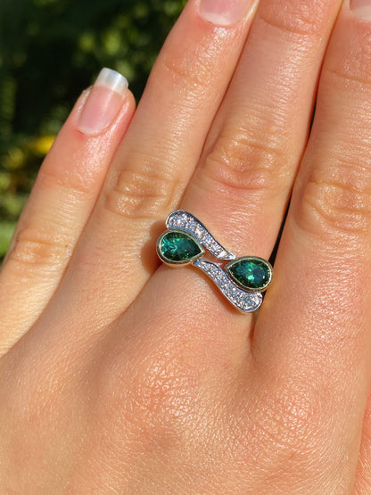 18K gold tourmaline and diamond ring by Uwe Koetter, circa 1990.