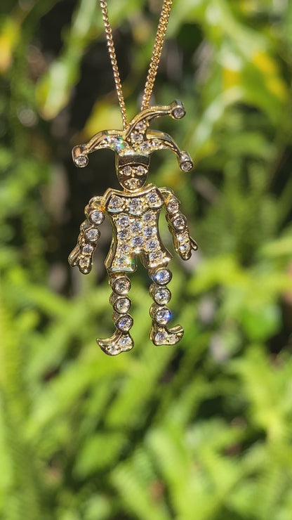 18K gold articulated diamond "Jester" pendant, circa 1980.