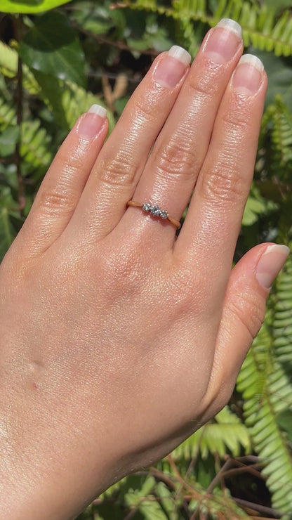 18K gold & platinum Three-stone diamond Edwardian ring, circa 1900.