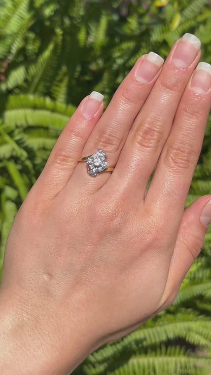 18K gold Retro diamond ring, circa 1940's.