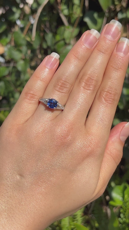 14K gold sapphire and diamond ring.