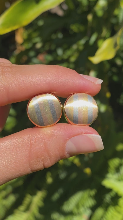 18K gold tri-colour gold button covers by UnoAerre, circa 1970's.
