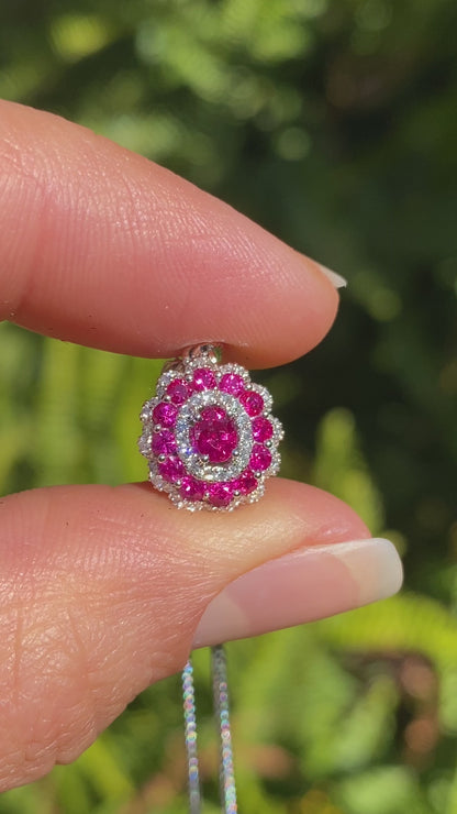 18K gold ruby and diamond pendant.