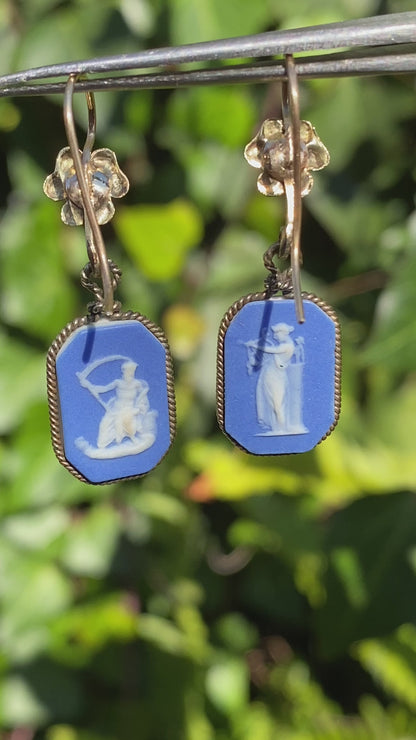 14K gold Wedgwood earrings, circa 1940's.