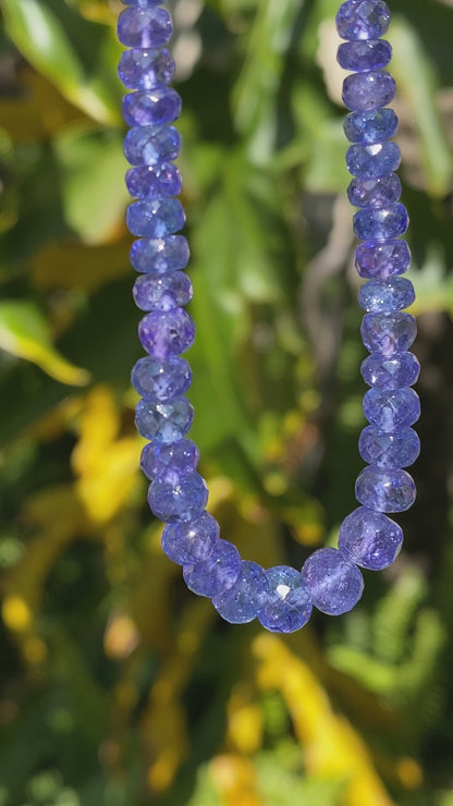 18K gold tanzanite bead necklace.