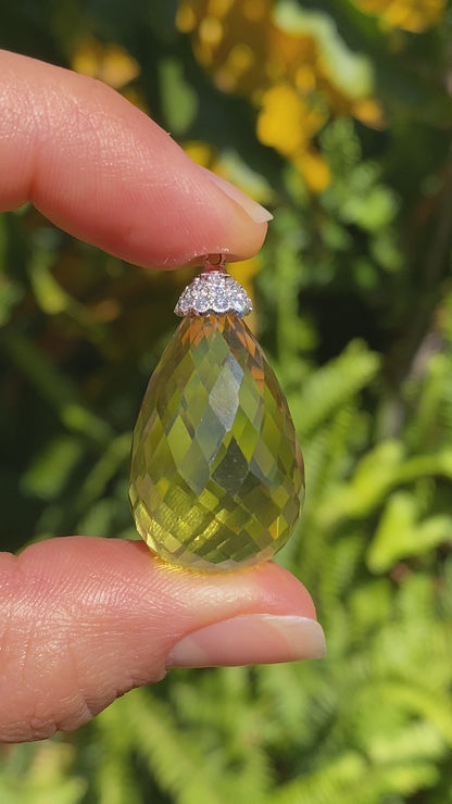 18K gold citrine and diamond pendant.