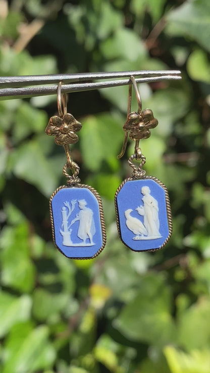 14K gold Wedgwood earrings, circa 1940's.