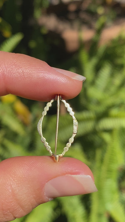 14K gold enamel and seed pearl Edwardian brooch, circa 1900's.