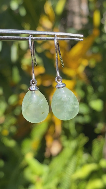 9K gold brazilianite dangle earrings.