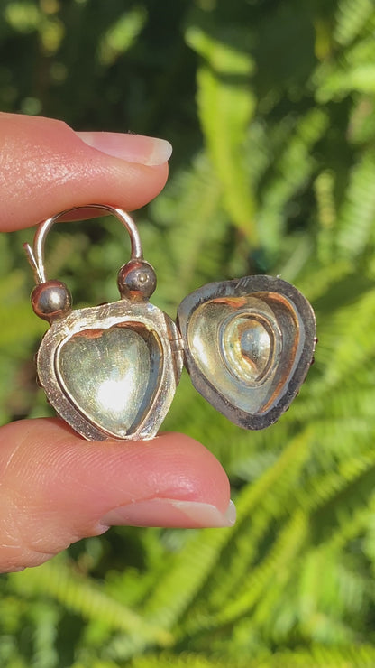 9K gold Victorian opal, garnet, seed pearl, and diamond locket and padlock clasp, circa 1850's.