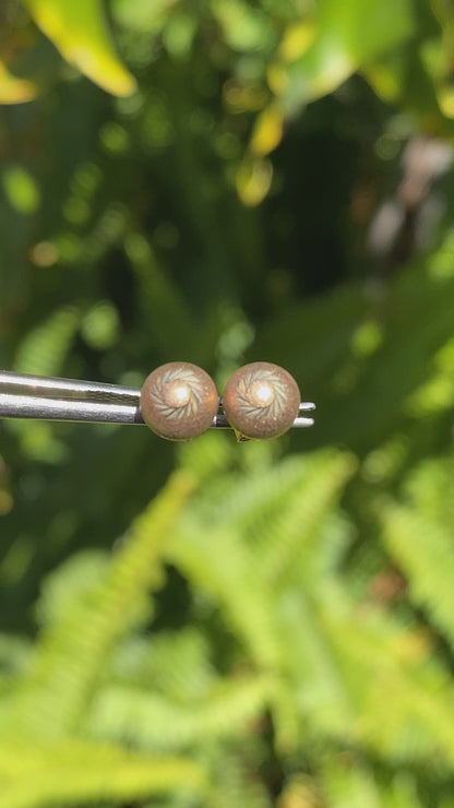 9K gold ball design stud earrings, circa 1970's.