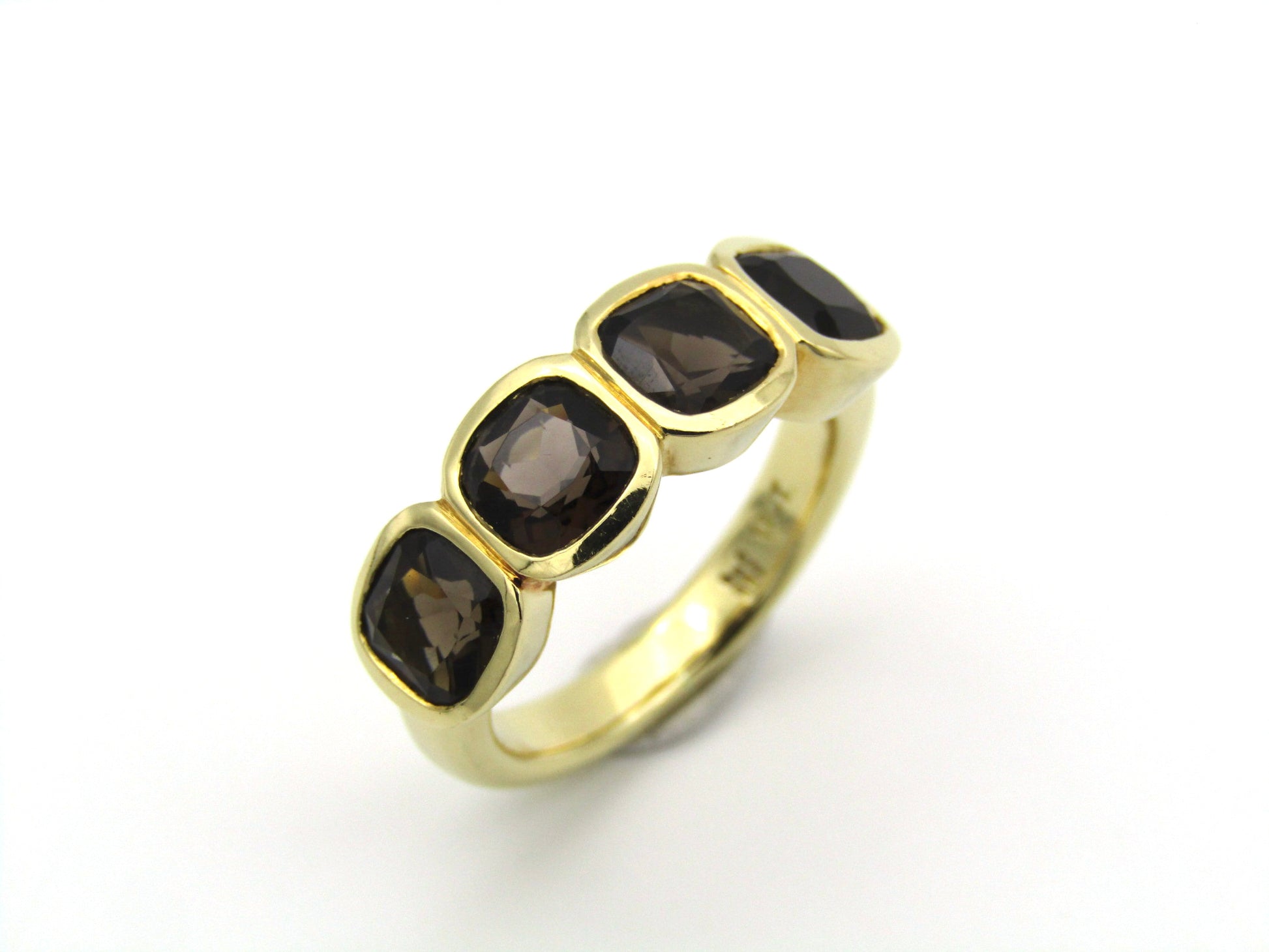 18K gold smoky quartz ring.