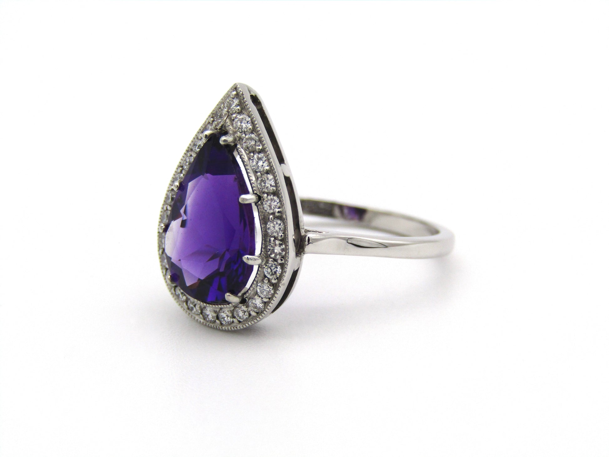 18kt gold amethyst and diamond ring.