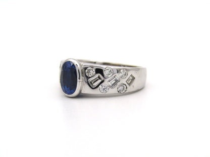 18K gold sapphire and diamond ring.