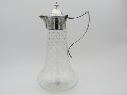 Sterling silver mounted cut glass claret jug by Thomas Henry Blake, Sheffield 1913.