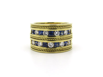 18K gold sapphire and diamond ring.