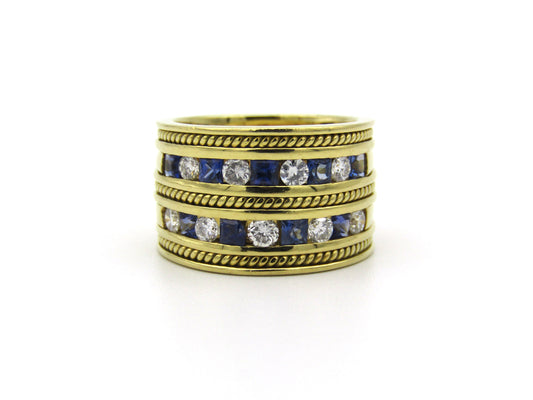18K gold sapphire and diamond ring.