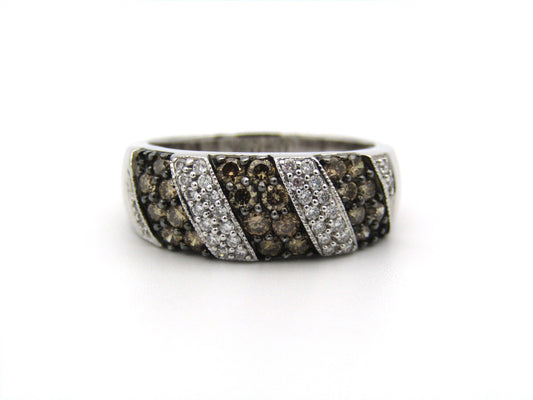 18K gold brown and colourless diamond ring.