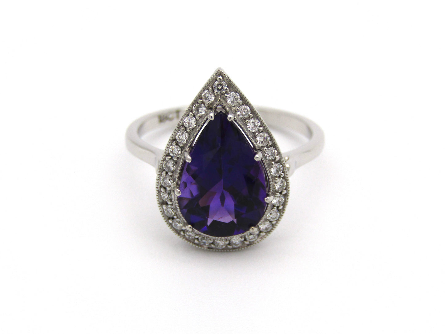 18kt gold amethyst and diamond ring.