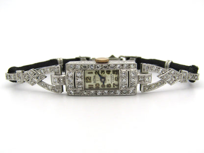 Platinum and diamond Art Deco watch.