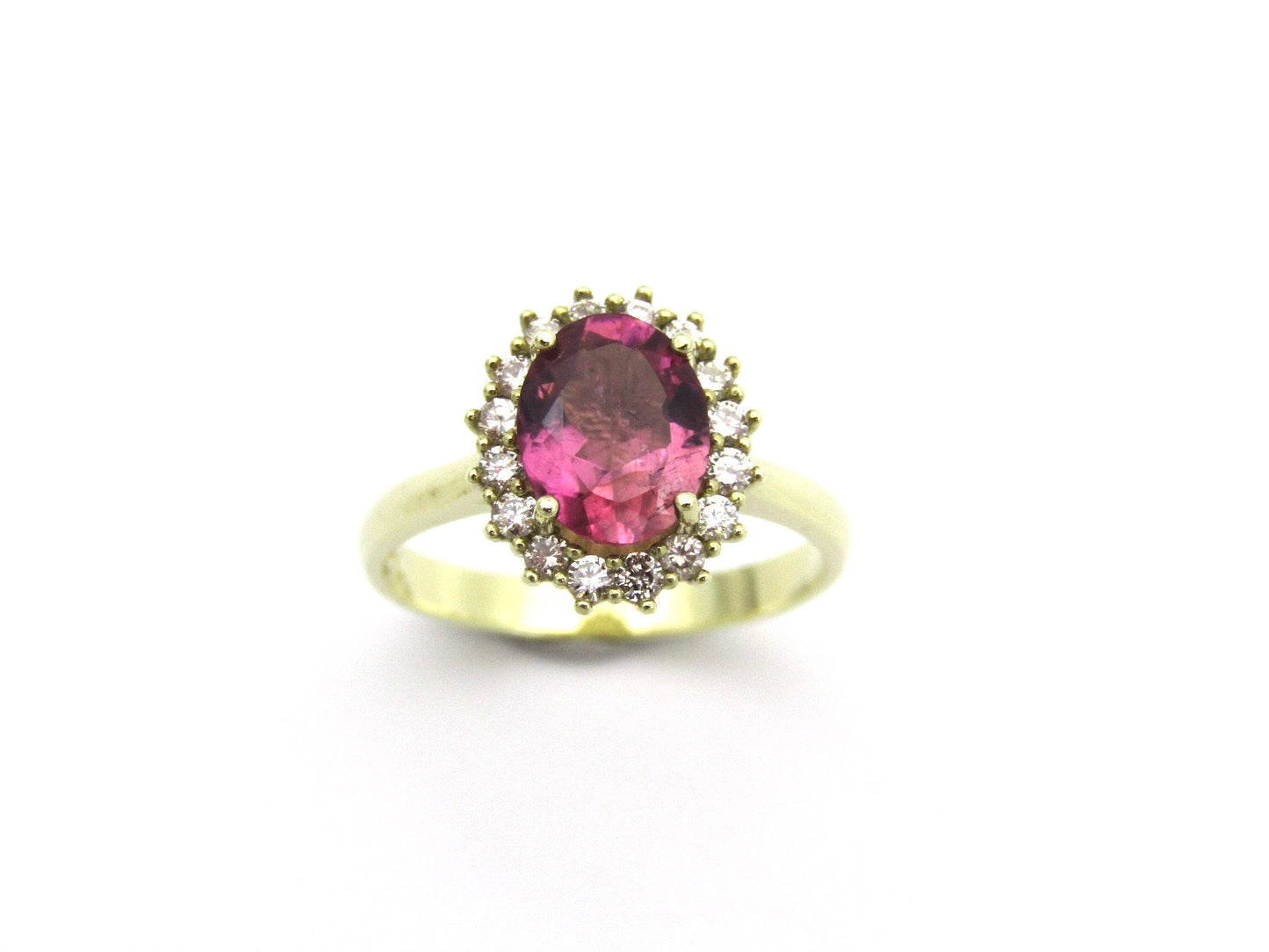 14K gold Pink Tourmaline and diamond ring.