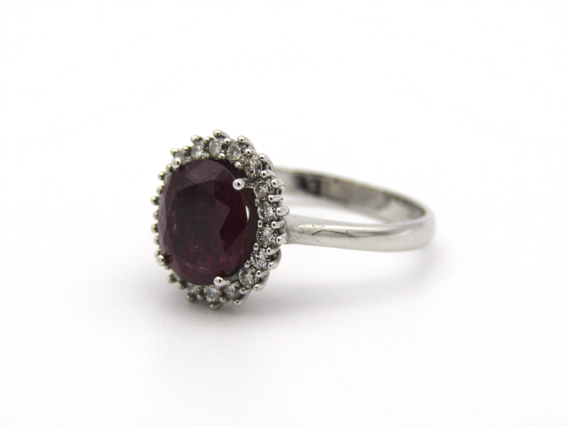 14kt gold rubellite and diamond ring.