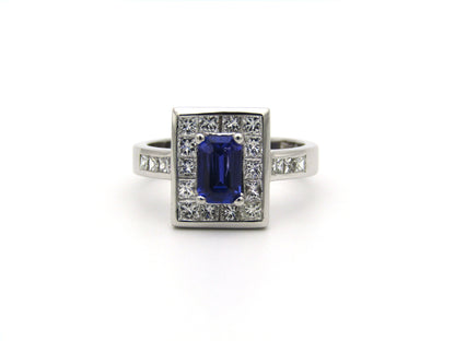 18K gold tanzanite and diamond ring.