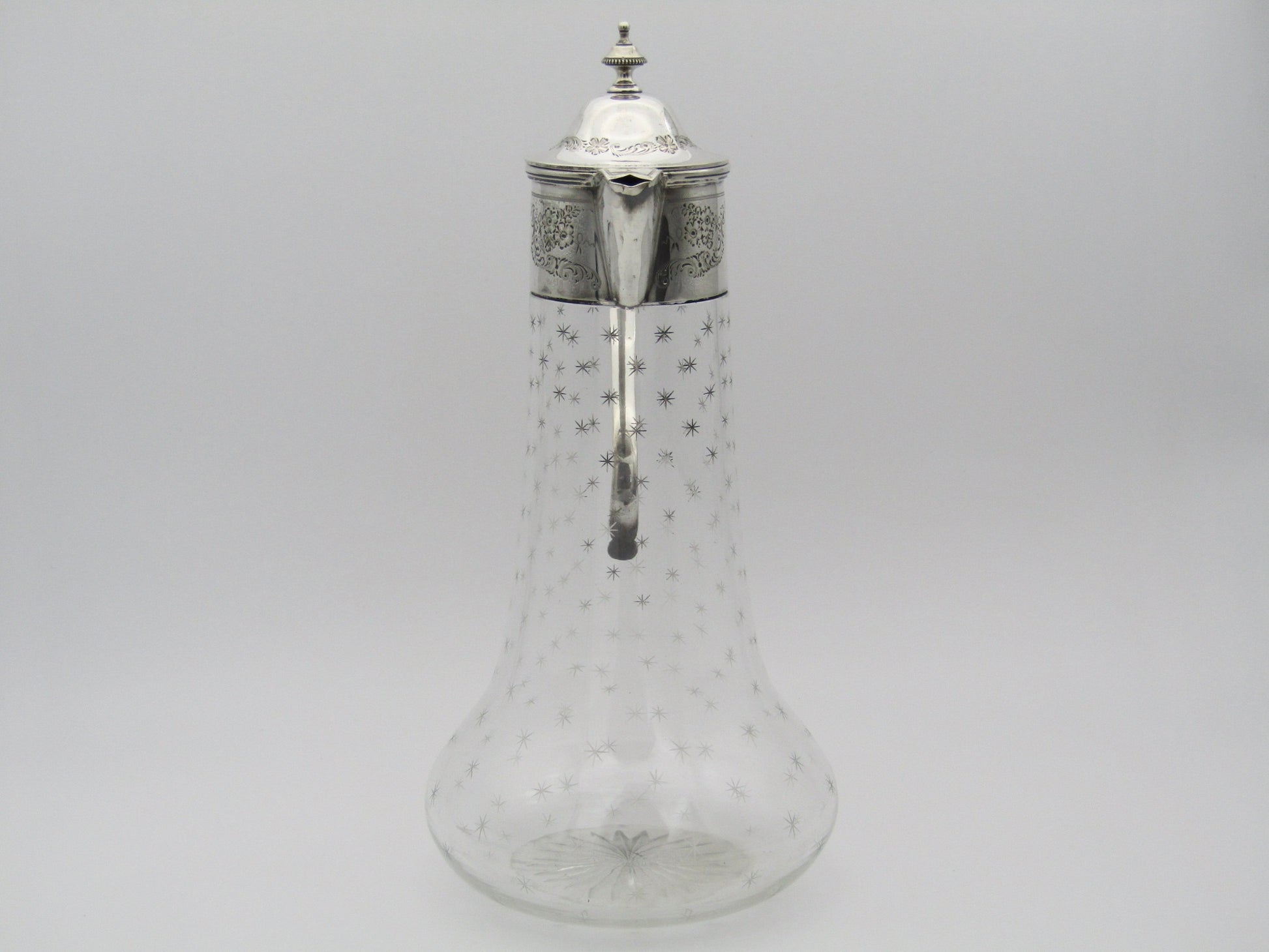 Sterling silver mounted cut glass claret jug by Thomas Henry Blake, Sheffield 1913.