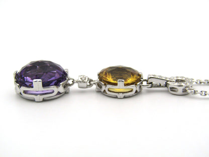 18K gold amethyst, citrine, and diamond necklace.