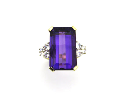 18K gold amethyst and CZ ring by AKAPO.