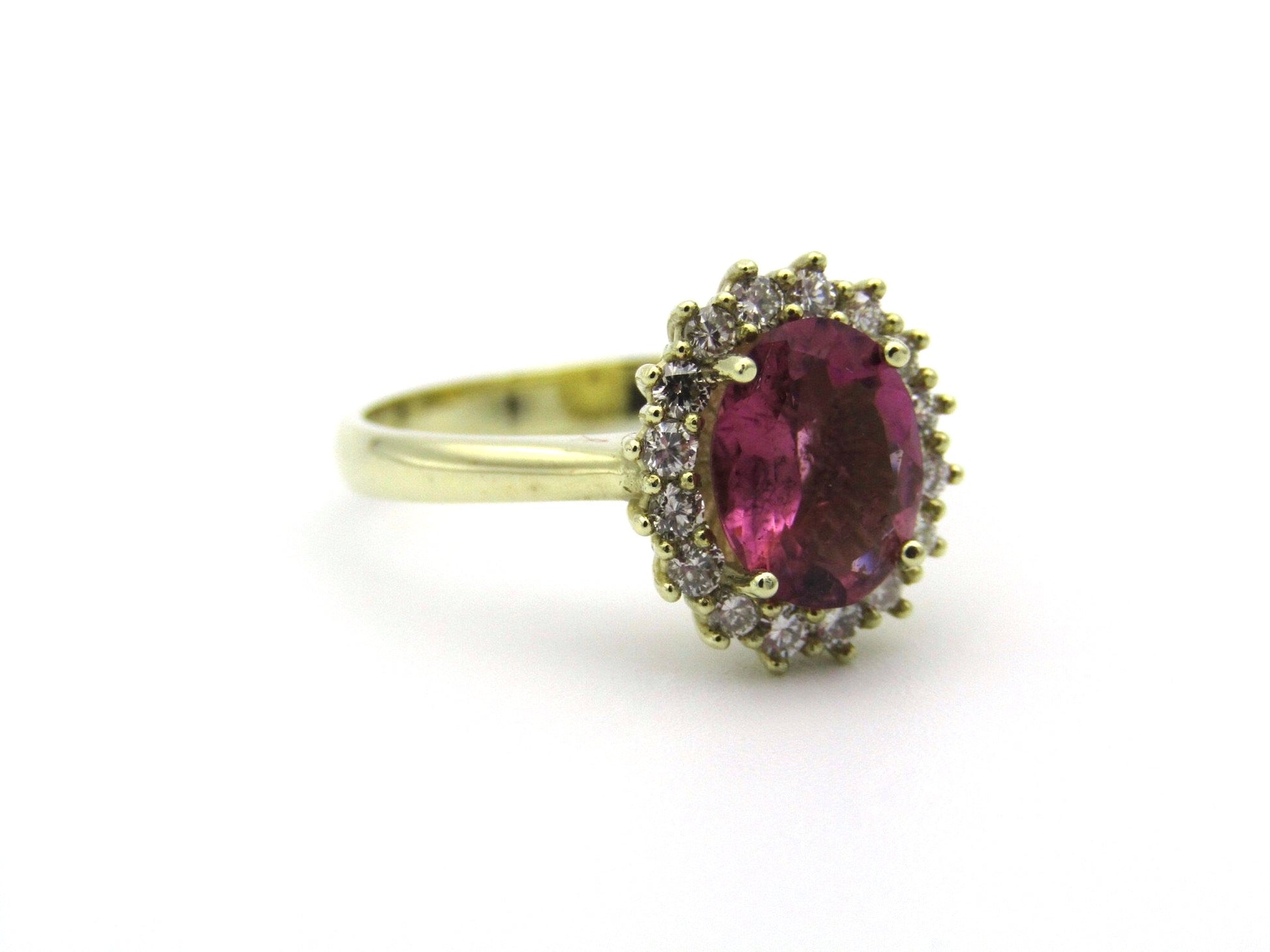 14K gold Pink Tourmaline and diamond ring.