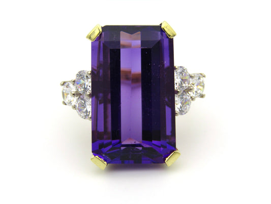 18K gold amethyst and CZ ring by AKAPO.