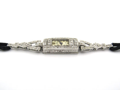 Platinum and diamond Art Deco watch.