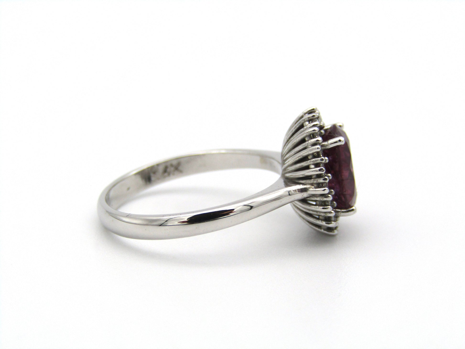 14kt gold rubellite and diamond ring.