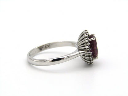 14kt gold rubellite and diamond ring.