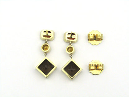 18K gold citrine and smoky quartz earrings.