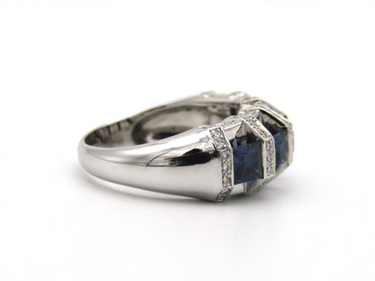 18K gold sapphire and diamond ring.