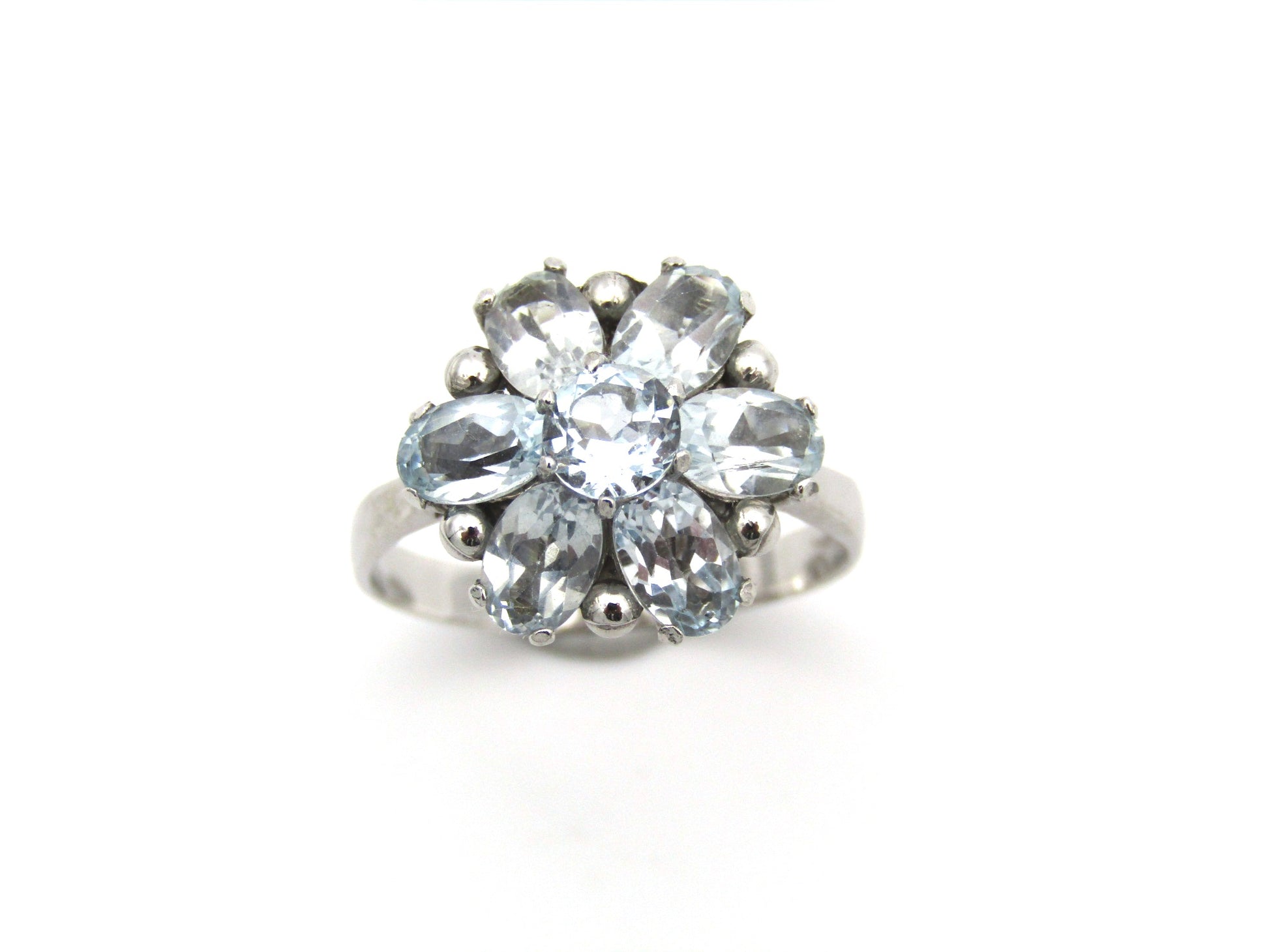 18K gold blue topaz ring.