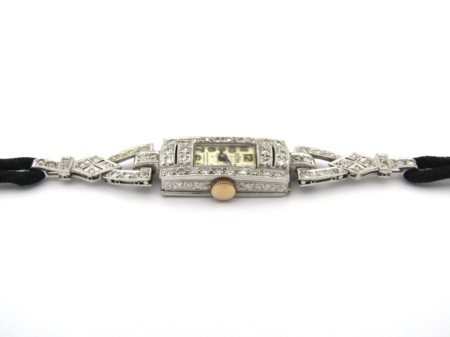 Platinum and diamond Art Deco watch.