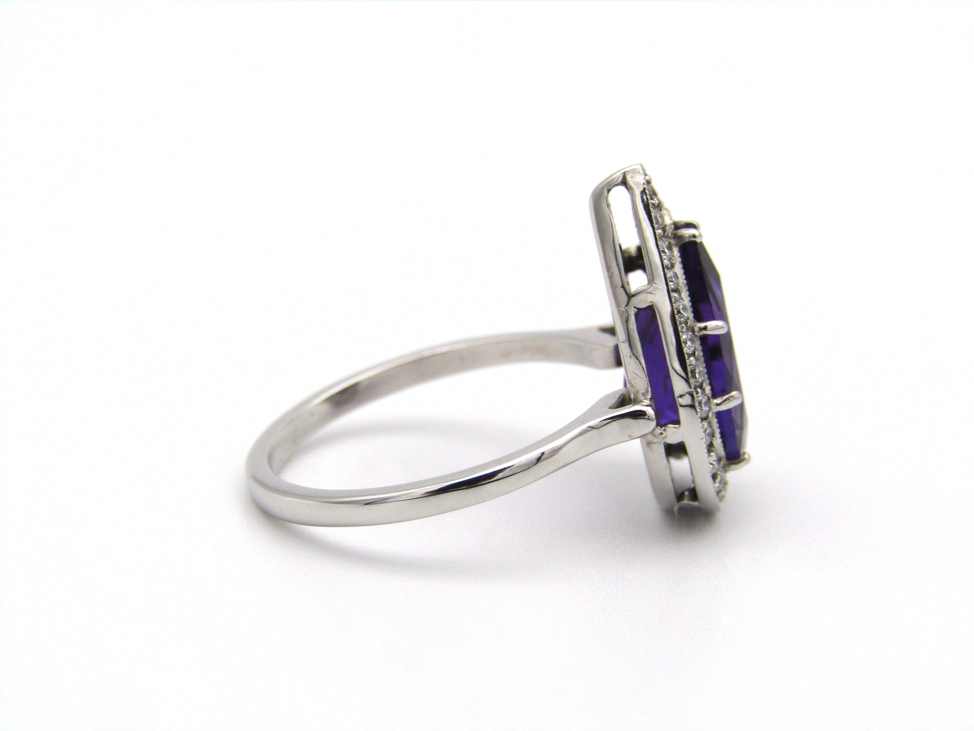 18kt gold amethyst and diamond ring.