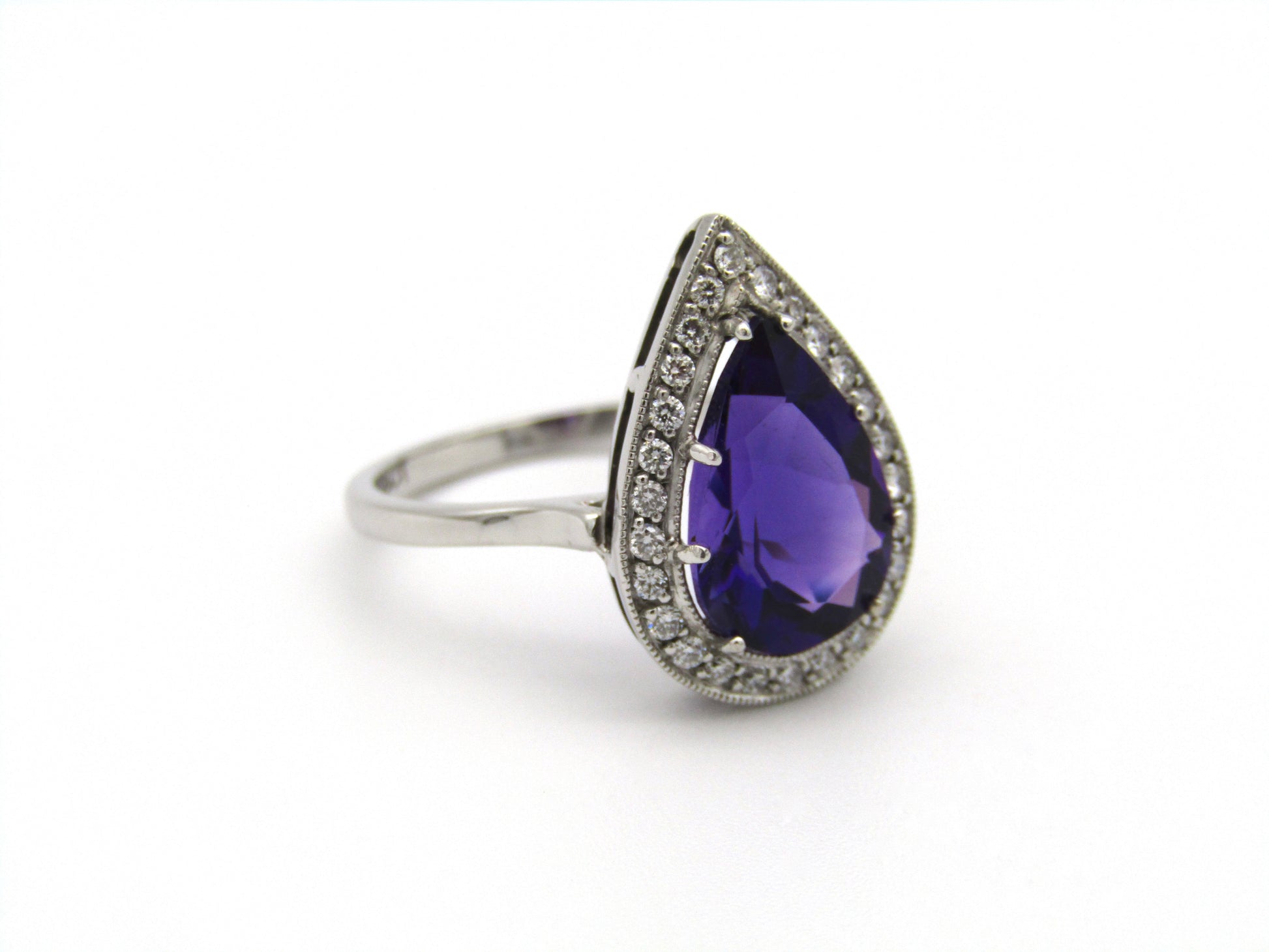 18kt gold amethyst and diamond ring.