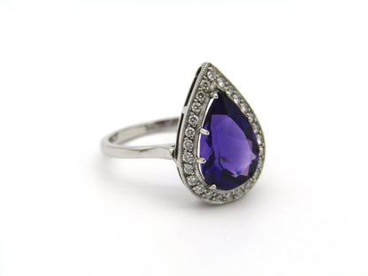 18kt gold amethyst and diamond ring.
