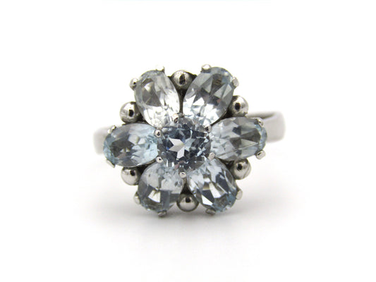 18K gold blue topaz ring.