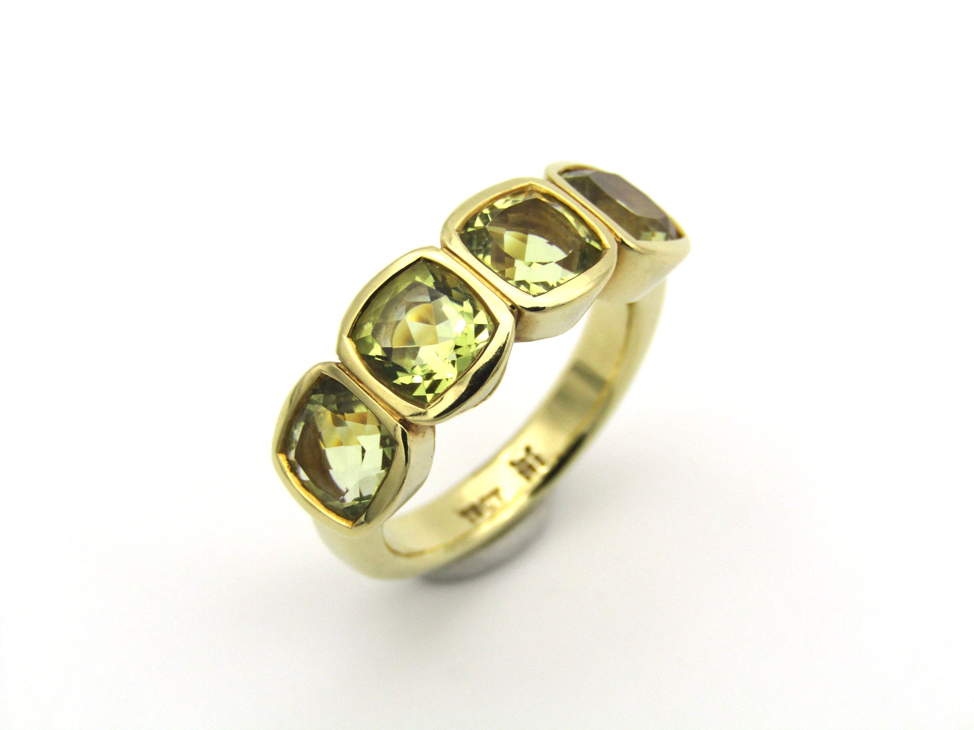18K gold prasiolite ring.