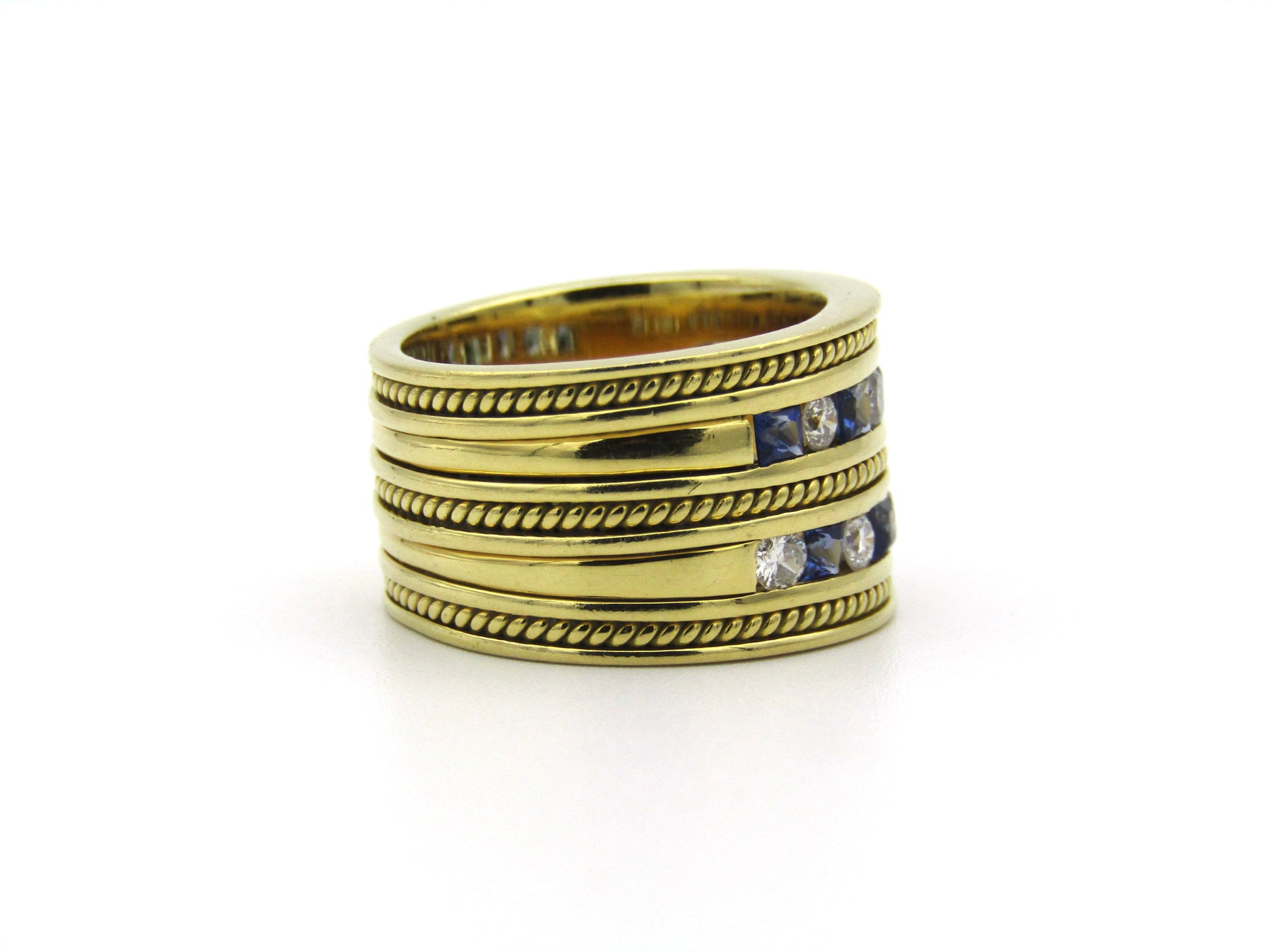 18K gold sapphire and diamond ring.