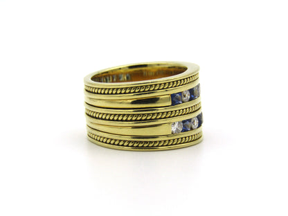 18K gold sapphire and diamond ring.