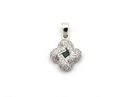 18K gold emerald and diamond pendant.