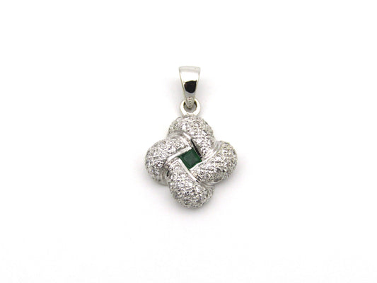 18K gold emerald and diamond pendant.